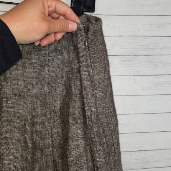 EILEEN FISHER 100% LINEN SEAMED SKIRT IN CLOVE, SZ MEDIUM - Picture 7 of 12